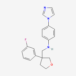 molecular formula C20H20FN3O B6056582 N-[[3-(3-fluorophenyl)oxolan-3-yl]methyl]-4-imidazol-1-ylaniline 