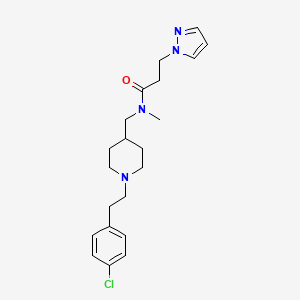 molecular formula C21H29ClN4O B6056584 N-[[1-[2-(4-chlorophenyl)ethyl]piperidin-4-yl]methyl]-N-methyl-3-pyrazol-1-ylpropanamide 