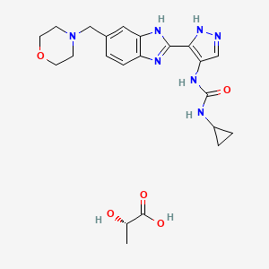 Propanoic acid, 2-hydroxy-, (2S)-, compd. with N-cyclopropyl-N'-(3-(6-(4-morpholinylmethyl)-1H-benzimidazol-2-yl)-1H-pyrazol-4-yl)urea (1:1)