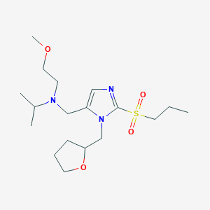 molecular formula C18H33N3O4S B6056642 N-(2-methoxyethyl)-N-[[3-(oxolan-2-ylmethyl)-2-propylsulfonylimidazol-4-yl]methyl]propan-2-amine 