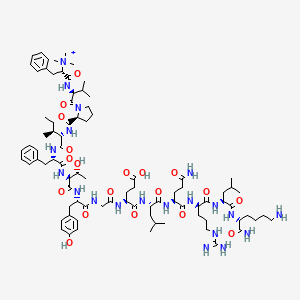 [(2S)-1-[[(2S)-1-[(2S)-2-[[(2S,3S)-1-[[(2S)-1-[[(2S,3R)-1-[[(2S)-1-[[2-[[(2S)-1-[[(2S)-1-[[(2S)-5-amino-1-[[(2R)-5-carbamimidamido-1-[[(2S)-1-[[(2S)-1,6-diamino-1-oxohexan-2-yl]amino]-4-methyl-1-oxopentan-2-yl]amino]-1-oxopentan-2-yl]amino]-1,5-dioxopentan-2-yl]amino]-4-methyl-1-oxopentan-2-yl]amino]-4-carboxy-1-oxobutan-2-yl]amino]-2-oxoethyl]amino]-3-(4-hydroxyphenyl)-1-oxopropan-2-yl]amino]-3-hydroxy-1-oxobutan-2-yl]amino]-1-oxo-3-phenylpropan-2-yl]amino]-3-methyl-1-oxopentan-2-yl]carbamoyl]pyrrolidin-1-yl]-3-methyl-1-oxobutan-2-yl]amino]-1-oxo-3-phenylpropan-2-yl]-trimethylazanium