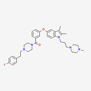 (3-((2,3-Dimethyl-1-(3-(4-methylpiperazin-1-yl)propyl)-1H-indol-5-yl)oxy)phenyl)(4-(4-fluorophenethyl)piperazin-1-yl)methanone