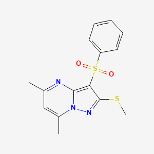 3-(Benzenesulfonyl)-5,7-dimethyl-2-methylsulfanylpyrazolo[1,5-a]pyrimidine