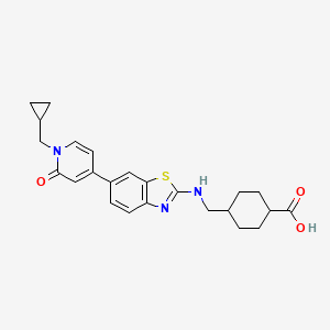 molecular formula C24H27N3O3S B605714 trans-4-[[[6-[1-(Cyclopropylmethyl)-1,2-dihydro-2-oxo-4-pyridinyl]-2-benzothiazolyl]amino]methyl]cyclohexanecarboxylic acid CAS No. 1800017-49-5