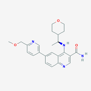 3-Quinolinecarboxamide, 6-(6-(methoxymethyl)-3-pyridinyl)-4-(((1S)-1-(tetrahydro-2H-pyran-4-yl)ethyl)amino)-