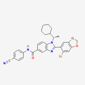 (S)-2-(6-bromobenzo[d][1,3]dioxol-5-yl)-N-(4-cyanophenyl)-1-(1-cyclohexylethyl)-1H-benzo[d]imidazole-5-carboxamide