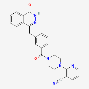 molecular formula C26H22N6O2 B605737 2-[4-[3-[(4-Oxidanylidene-3~{h}-Phthalazin-1-Yl)methyl]phenyl]carbonylpiperazin-1-Yl]pyridine-3-Carbonitrile CAS No. 1825345-33-2