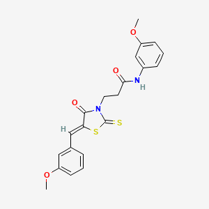molecular formula C21H20N2O4S2 B6057393 N-(3-methoxyphenyl)-3-[(5Z)-5-[(3-methoxyphenyl)methylidene]-4-oxo-2-sulfanylidene-1,3-thiazolidin-3-yl]propanamide 