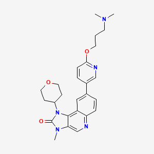 molecular formula C26H31N5O3 B605740 2H-Imidazo[4,5-c]quinolin-2-one, 8-[6-[3-(dimethylamino)propoxy]-3-pyridinyl]-1,3-dihydro-3-methyl-1-(tetrahydro-2H-pyran-4-yl)- CAS No. 1821428-35-6