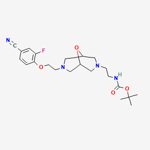 molecular formula C22H31FN4O4 B605743 (2-{7-[2-(4-Cyano-2-fluoro-phenoxy)-ethyl]-9-oxa-3,7-diaza-bicyclo[3.3.1]non-3-yl}-ethyl)-carbamic acid tert-butyl ester CAS No. 872045-91-5