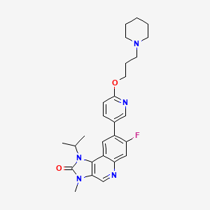 molecular formula C27H32FN5O2 B605744 7-Fluoro-3-methyl-8-[6-(3-piperidin-1-ylpropoxy)pyridin-3-yl]-1-propan-2-ylimidazo[4,5-c]quinolin-2-one CAS No. 2089288-03-7