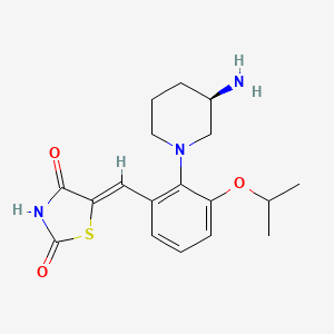 molecular formula C18H23N3O3S B605747 (5z)-5-{2-[(3r)-3-Aminopiperidin-1-Yl]-3-(Propan-2-Yloxy)benzylidene}-1,3-Thiazolidine-2,4-Dione CAS No. 1204181-93-0