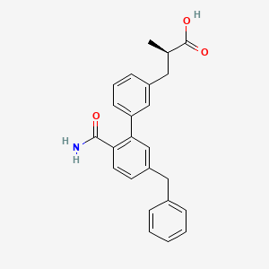 molecular formula C24H23NO3 B605752 (R)-3-(5'-benzyl-2'-carbamoyl-[1,1'-biphenyl]-3-yl)-2-methylpropanoic acid CAS No. 1845753-81-2