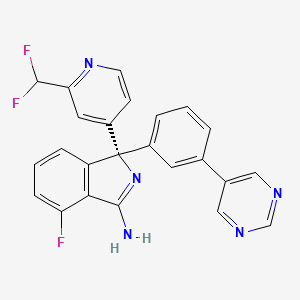 molecular formula C24H16F3N5 B605758 (1S)-1-(2-(Difluoromethyl)pyridin-4-yl)-4-fluoro-1-(3-(pyrimidin-5-yl)phenyl)-1H-isoindol-3-amine CAS No. 1227163-84-9