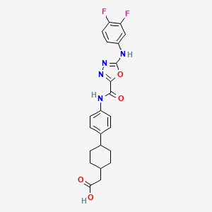molecular formula C23H22F2N4O4 B605759 Trans-4-[4-[[[5-[(3,4-difluorophenyl)amino]-1,3,4-oxadiazol-2-yl]carbonyl]amino]phenyl]cyclohexaneacetic acid CAS No. 892489-52-0