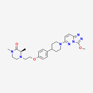 molecular formula C25H33N7O3 B605766 (3~{r})-4-[2-[4-[1-(3-Methoxy-[1,2,4]triazolo[4,3-B]pyridazin-6-Yl)piperidin-4-Yl]phenoxy]ethyl]-1,3-Dimethyl-Piperazin-2-One CAS No. 1869912-39-9