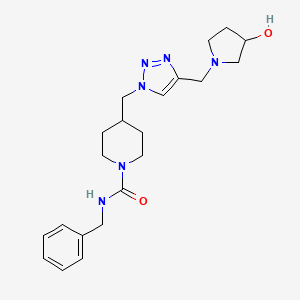 molecular formula C21H30N6O2 B6057674 N-benzyl-4-[[4-[(3-hydroxypyrrolidin-1-yl)methyl]triazol-1-yl]methyl]piperidine-1-carboxamide 