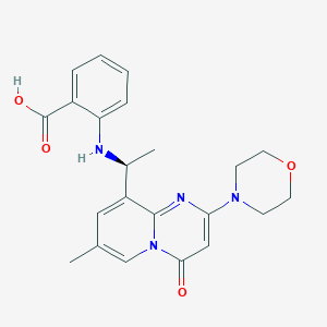 molecular formula C22H24N4O4 B605771 (S)-2-((1-(7-methyl-2-morpholino-4-oxo-4H-pyrido[1,2-a]pyrimidin-9-yl)ethyl)amino)benzoic acid CAS No. 1173900-37-2