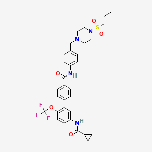 B605774 4-[5-(cyclopropanecarbonylamino)-2-(trifluoromethoxy)phenyl]-N-[4-[(4-propylsulfonylpiperazin-1-yl)methyl]phenyl]benzamide CAS No. 929890-64-2