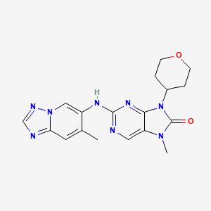 molecular formula C18H20N8O2 B605776 7-Methyl-2-((7-methyl-[1,2,4]triazolo[1,5-a]pyridin-6-yl)amino)-9-(tetrahydro-2H-pyran-4-yl)-7H-purin-8(9H)-one CAS No. 2230820-11-6