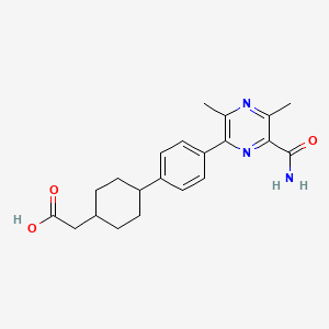 molecular formula C21H25N3O3 B605777 {4-[4-(6-Carbamoyl-3,5-dimethylpyrazin-2-yl)phenyl]cyclohexyl}acetic acid CAS No. 1166827-44-6