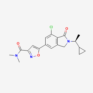 molecular formula C19H20ClN3O3 B605781 5-(7-氯-2-((S)-1-环丙基-乙基)-1-氧代-2,3-二氢-1H-异吲哚-5-基)-异恶唑-3-羧酸二甲基酰胺 CAS No. 1198309-73-7
