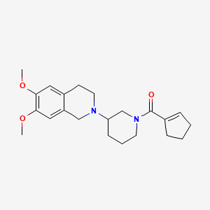 molecular formula C22H30N2O3 B6058145 cyclopenten-1-yl-[3-(6,7-dimethoxy-3,4-dihydro-1H-isoquinolin-2-yl)piperidin-1-yl]methanone 
