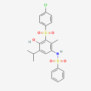 molecular formula C22H22ClNO5S2 B6058346 N-[3-(4-CHLOROBENZENESULFONYL)-4-HYDROXY-2-METHYL-5-(PROPAN-2-YL)PHENYL]BENZENESULFONAMIDE 
