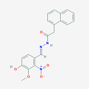 molecular formula C20H17N3O5 B6058408 N-[(E)-(4-hydroxy-3-methoxy-2-nitrophenyl)methylideneamino]-2-naphthalen-1-ylacetamide 