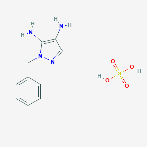 molecular formula C11H16N4O4S B060585 4-Methylbenzyl 4,5-diamino pyrazole sulfate CAS No. 173994-77-9