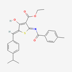 molecular formula C25H25NO4S B6058533 ETHYL (5Z)-2-(4-METHYLBENZAMIDO)-4-OXO-5-{[4-(PROPAN-2-YL)PHENYL]METHYLIDENE}-4,5-DIHYDROTHIOPHENE-3-CARBOXYLATE 
