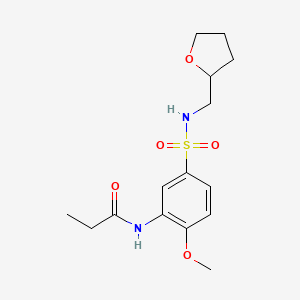 molecular formula C15H22N2O5S B6058676 N-[2-methoxy-5-(oxolan-2-ylmethylsulfamoyl)phenyl]propanamide 