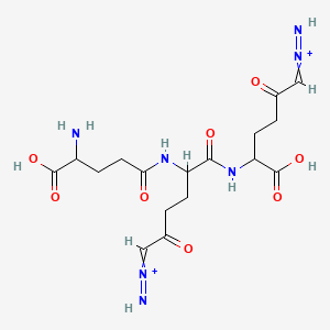 molecular formula C17H23N7O8 B605896 N-{2-[(4-Amino-4-carboxy-1-hydroxybutylidene)amino]-6-diazo-1-hydroxy-5-oxohexylidene}-6-diazo-5-oxonorleucine CAS No. 7644-67-9
