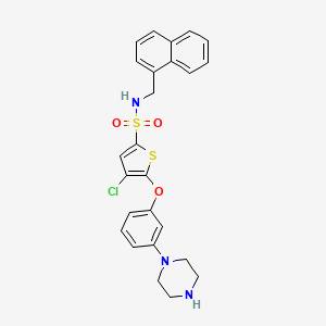 molecular formula C25H24ClN3O3S2 B605903 4-氯-N-(萘-1-基甲基)-5-(3-(哌嗪-1-基)苯氧基)噻吩-2-磺酰胺 CAS No. 1261576-81-1