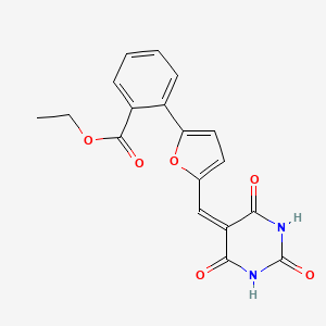molecular formula C18H14N2O6 B6059069 Ethyl 2-[5-[(2,4,6-trioxo-1,3-diazinan-5-ylidene)methyl]furan-2-yl]benzoate 
