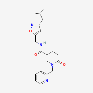 molecular formula C20H26N4O3 B6059098 N-[[3-(2-methylpropyl)-1,2-oxazol-5-yl]methyl]-6-oxo-1-(pyridin-2-ylmethyl)piperidine-3-carboxamide 