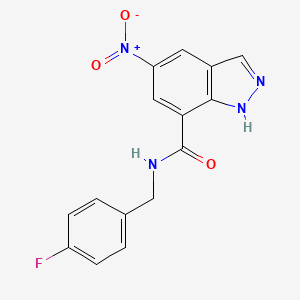 molecular formula C15H11FN4O3 B6059261 N-[(4-fluorophenyl)methyl]-5-nitro-1H-indazole-7-carboxamide 