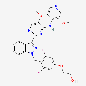 2-[3,5-Difluoro-4-[[3-[5-methoxy-4-[(3-methoxypyridin-4-yl)amino]pyrimidin-2-yl]indazol-1-yl]methyl]phenoxy]ethanol