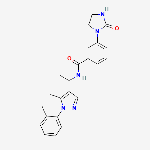 molecular formula C23H25N5O2 B6059275 N-[1-[5-methyl-1-(2-methylphenyl)pyrazol-4-yl]ethyl]-3-(2-oxoimidazolidin-1-yl)benzamide 