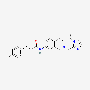 molecular formula C25H30N4O B6059601 N-[2-[(1-ethylimidazol-2-yl)methyl]-3,4-dihydro-1H-isoquinolin-7-yl]-3-(4-methylphenyl)propanamide 