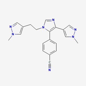 molecular formula C20H19N7 B605963 4-(4-(1-Methyl-1H-pyrazol-4-yl)-1-(2-(1-methyl-1H-pyrazol-4-yl)ethyl)-1H-imidazol-5-yl)benzonitrile CAS No. 1665195-94-7