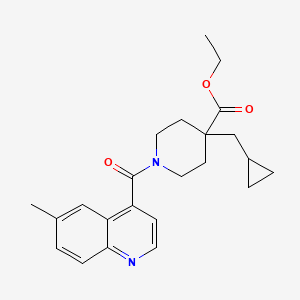 molecular formula C23H28N2O3 B6059745 Ethyl 4-(cyclopropylmethyl)-1-(6-methylquinoline-4-carbonyl)piperidine-4-carboxylate 