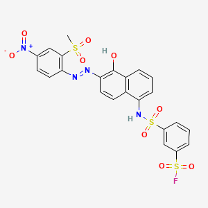 molecular formula C23H17FN4O9S3 B606021 Benzenesulfonyl fluoride, 3-[[[5-hydroxy-6-[[2-(methylsulfonyl)-4-nitrophenyl]azo]-1-naphthalenyl]amino]sulfonyl]- CAS No. 65208-24-4