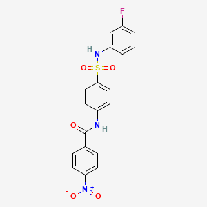 molecular formula C19H14FN3O5S B6060302 N-{4-[(3-fluorophenyl)sulfamoyl]phenyl}-4-nitrobenzamide 