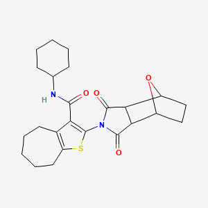 molecular formula C24H30N2O4S B6060439 N-cyclohexyl-2-(1,3-dioxooctahydro-2H-4,7-epoxyisoindol-2-yl)-5,6,7,8-tetrahydro-4H-cyclohepta[b]thiophene-3-carboxamide 