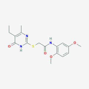 molecular formula C17H21N3O4S B6060597 N~1~-(2,5-DIMETHOXYPHENYL)-2-[(5-ETHYL-4-HYDROXY-6-METHYL-2-PYRIMIDINYL)SULFANYL]ACETAMIDE 