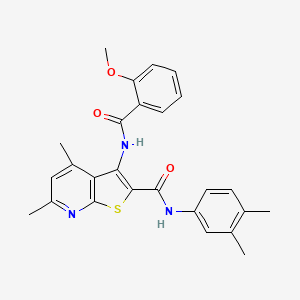 molecular formula C26H25N3O3S B6060629 N-(3,4-DIMETHYLPHENYL)-3-(2-METHOXYBENZAMIDO)-4,6-DIMETHYLTHIENO[2,3-B]PYRIDINE-2-CARBOXAMIDE 