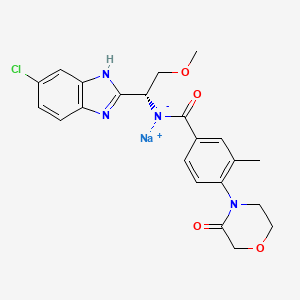 Benzamide, N-((1R)-1-(6-chloro-1H-benzimidazol-2-yl)-2-methoxyethyl)-3-methyl-4-(3-oxo-4-morpholinyl)-, sodium salt (1:1)