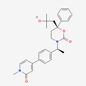 (6S)-6-(2-Hydroxy-2-methylpropyl)-3-((1S)-1-(4-(1-methyl-2-oxo-1,2-dihydropyridin-4-yl)phenyl)ethyl)-6-phenyl-1,3-oxazinan-2-one