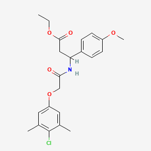 molecular formula C22H26ClNO5 B6060743 ETHYL 3-{[2-(4-CHLORO-3,5-DIMETHYLPHENOXY)ACETYL]AMINO}-3-(4-METHOXYPHENYL)PROPANOATE 